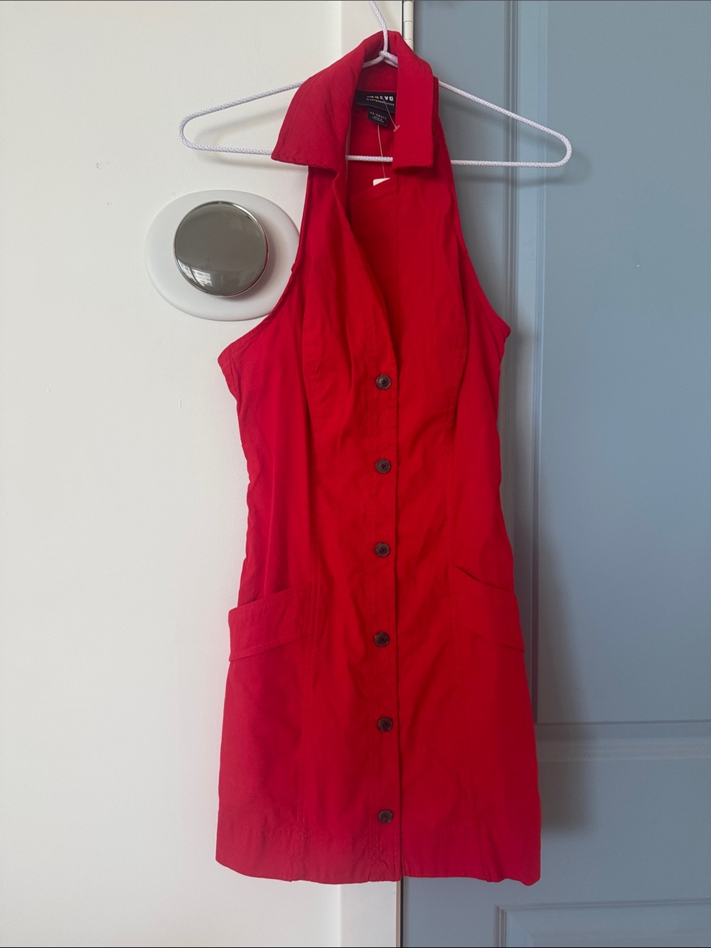 Anthropologie Maeve Bright Red Collared Button-Front Dress